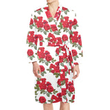 Rose Pattern Print Design 05 Men's Long Sleeve Belted Night Robe