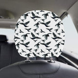 Crow Water Color Pattern Car Headrest Cover