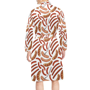 Sausage Pattern Print Design 05 Men's Long Sleeve Belted Night Robe