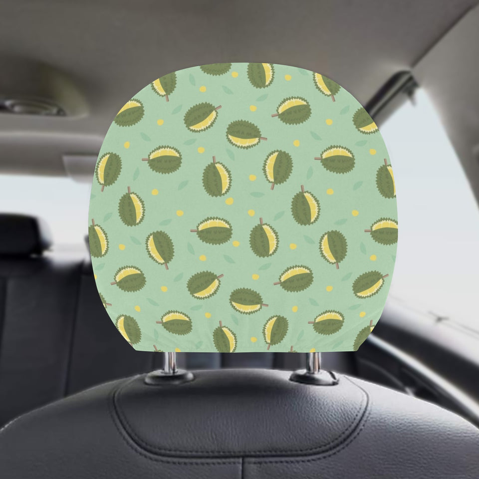 Durian Pattern Green Background Car Headrest Cover