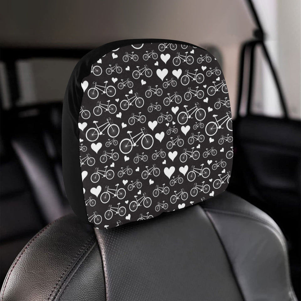 Bicycle Pattern Print Design 05 Car Headrest Cover