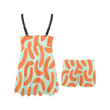 Sausage Pattern Print Design 04 Chest Sexy Pleated Two Piece Swim Dress