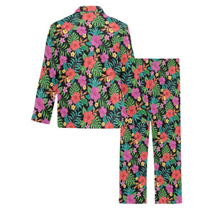 Hibiscus Pattern Print Design 01 Men's Long Pajama Set