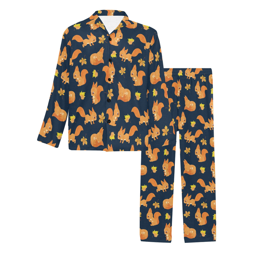 Squirrel Pattern Print Design 05 Men's Long Pajama Set