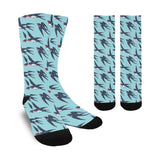 Swallow Pattern Print Design 01 Crew Socks