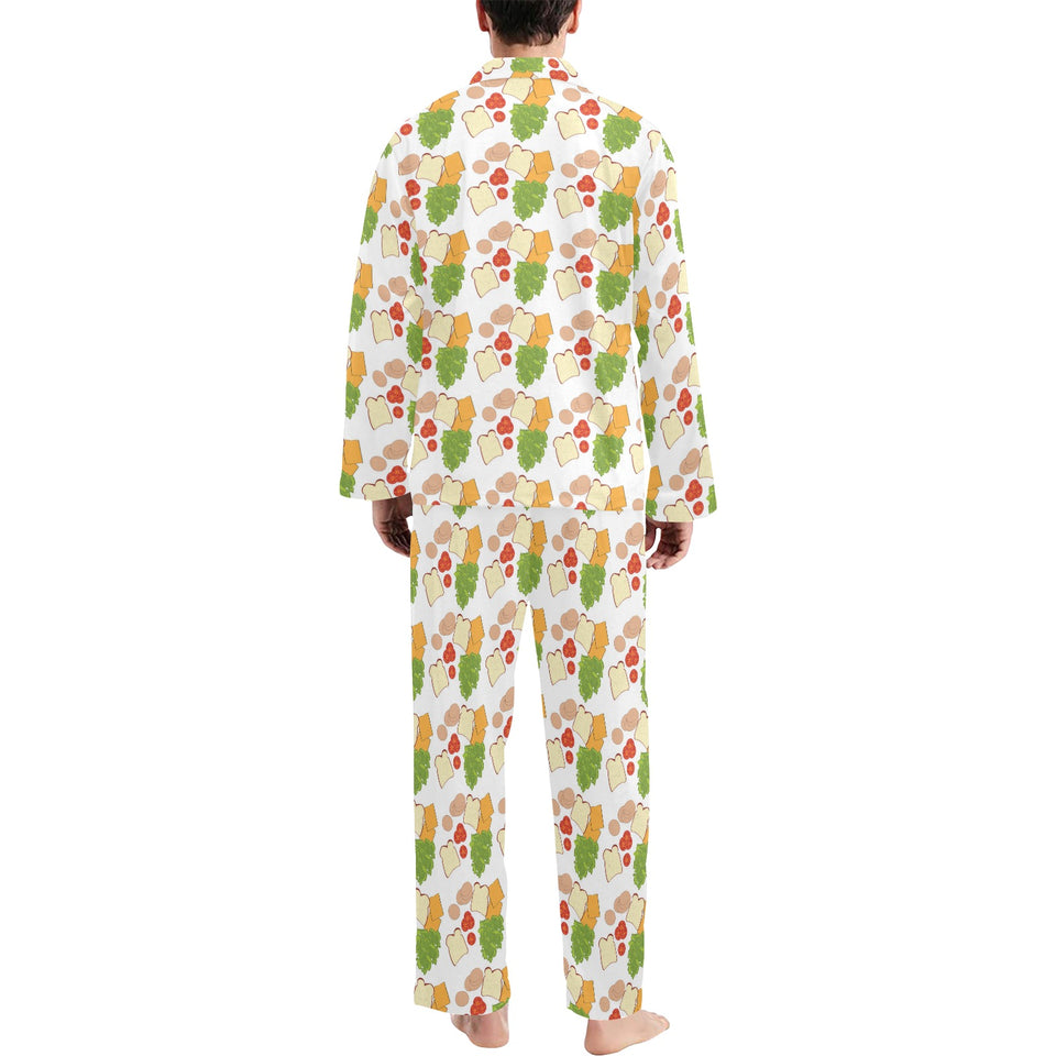 Sandwich Pattern Print Design 02 Men's Long Pajama Set