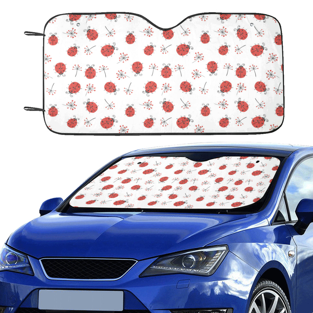 Ladybug Pattern Print Design 04 Car Sun Shade