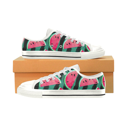 Watermelon Pattern Women's Low Top Canvas Shoes White