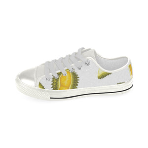 Durian Pattern Women's Low Top Canvas Shoes White