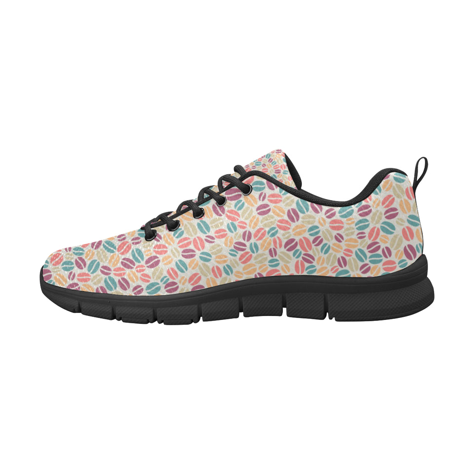 Colorful Coffee Bean Pattern Men's Sneakers Black