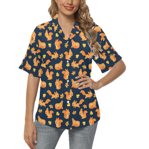 Squirrel Pattern Print Design 05 Women's All Over Print Hawaiian Shirt