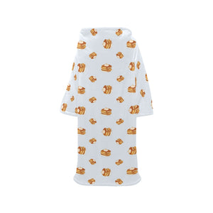 Pancake Pattern Print Design 03 Blanket Robe with Sleeves