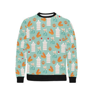 Windmill Pattern Theme Men's Crew Neck Sweatshirt