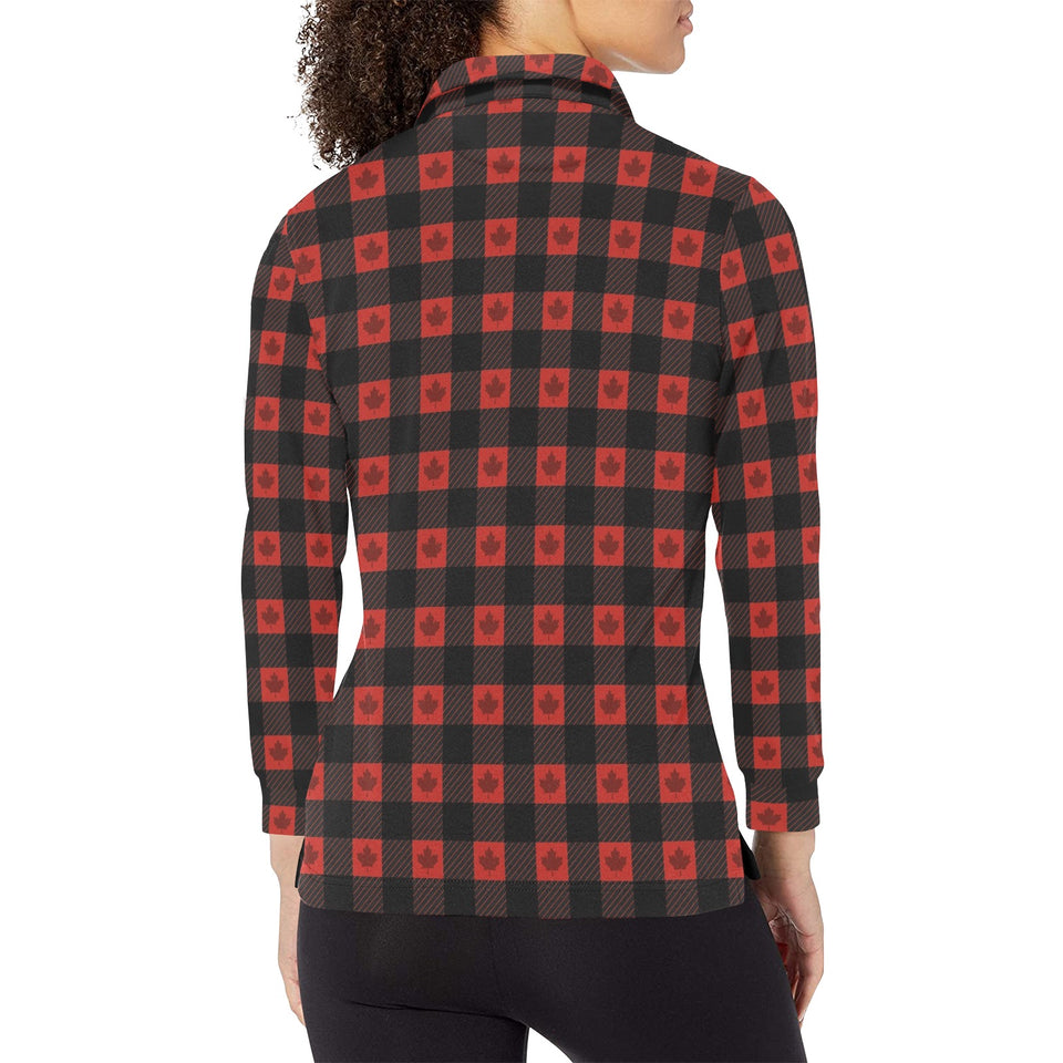 Canada Pattern Print Design 01 Women's Long Sleeve Polo Shirt