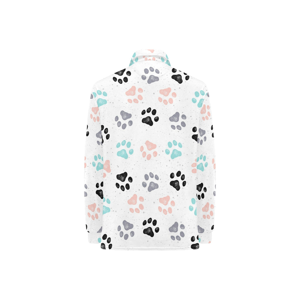 Dog Paws Pattern Print Design 02 Women's Long Sleeve Polo Shirt