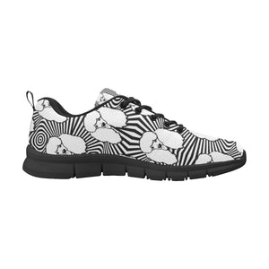 Black and White Poodle Pattern Men's Sneakers Black