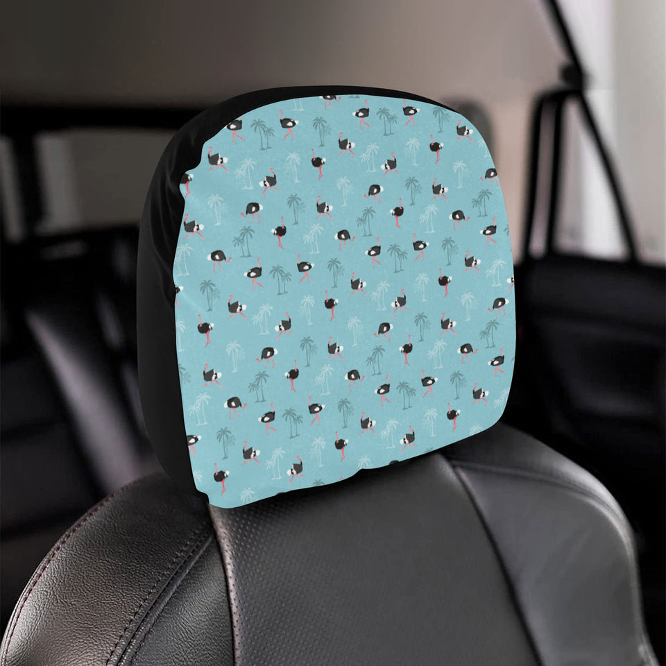 Ostrich Pattern Print Design 05 Car Headrest Cover