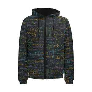 Math Pattern Print Design 01 Men's Padded Hooded Jacket(ModelH42)