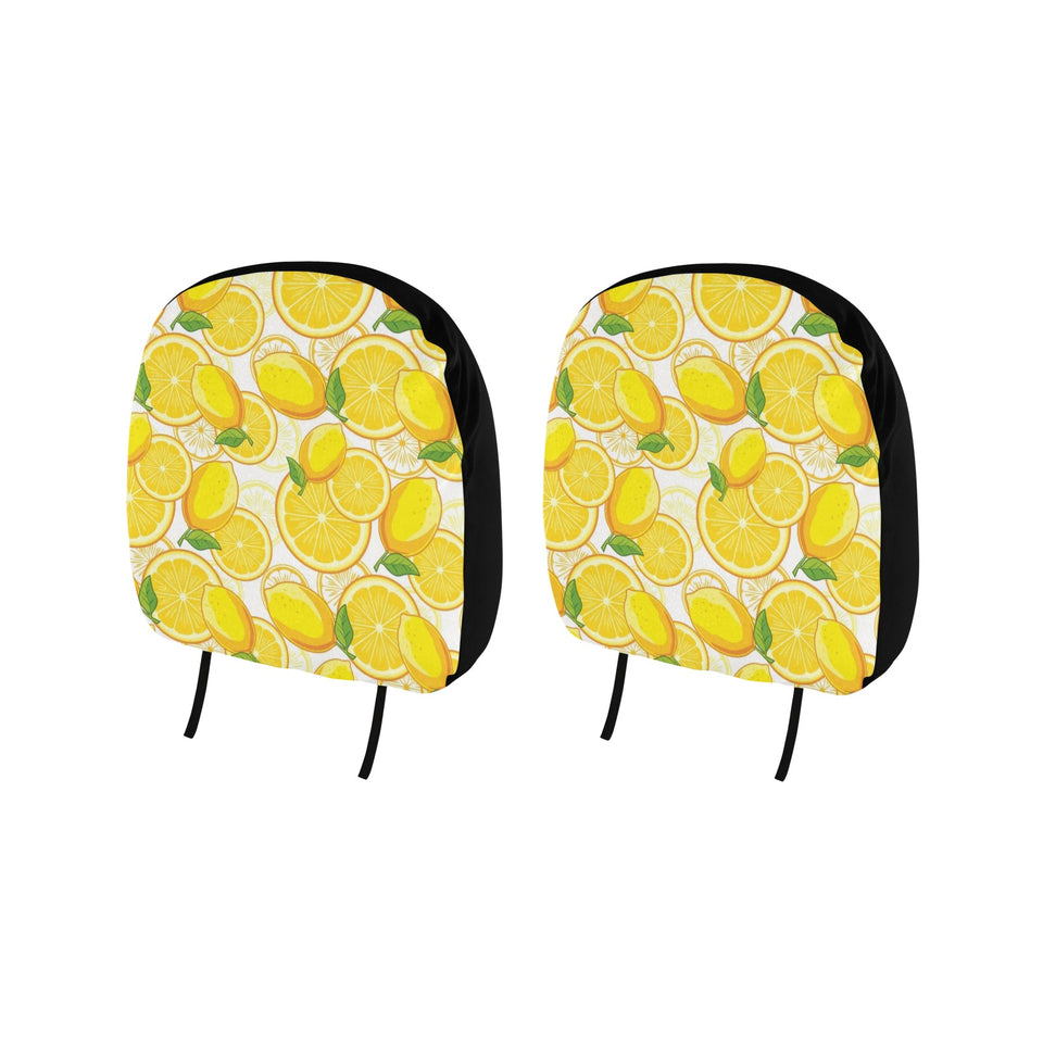 Lemon Pattern Background Car Headrest Cover