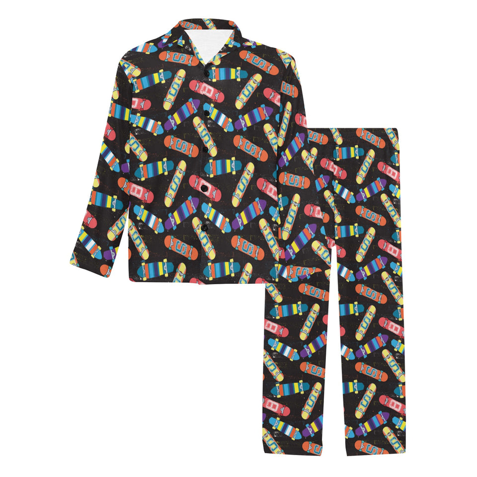 Skate Board Pattern Print Design 02 Men's Long Pajama Set