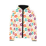 Lips Pattern Print Design 03 Kids' Boys' Girls' Padded Hooded Jacket