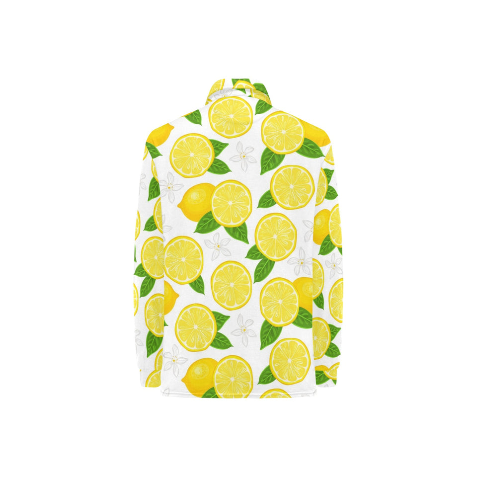 Lemon Flower Pattern Women's Long Sleeve Polo Shirt