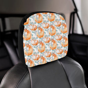 Fox Water Color Pattern Car Headrest Cover