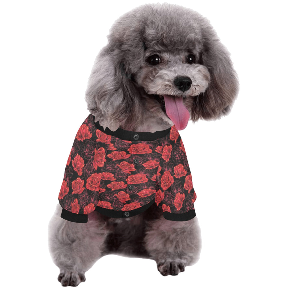 Rose Pattern Print Design 01 All Over Print Pet Dog Round Neck Fuzzy Shirt