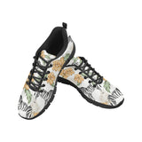 Zebra Hibiscus Pattern Men's Sneakers Black