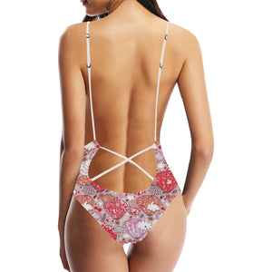 Red Pink Hot Air Balloon Pattern Women's One-Piece Swimsuit