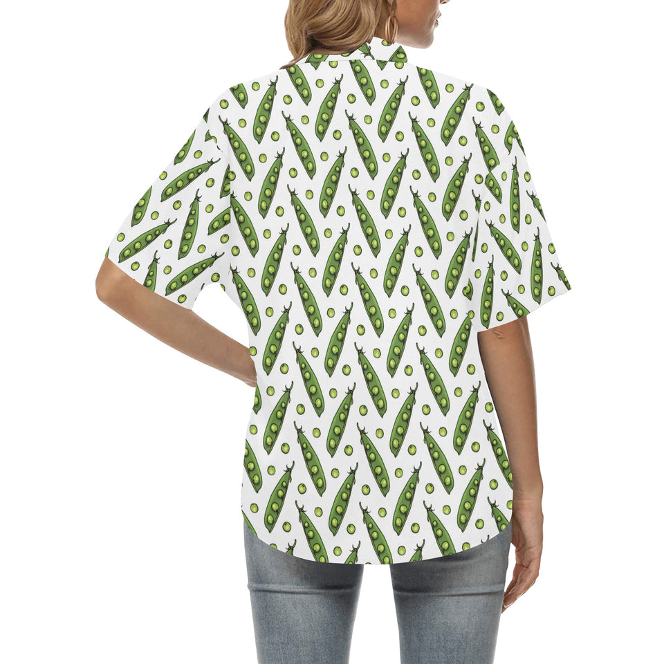 Green Peas Pattern Print Design 03 Women's All Over Print Hawaiian Shirt