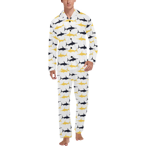 Swordfish Pattern Print Design 05 Men's Long Pajama Set