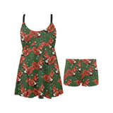 Squirrel Pattern Print Design 03 Chest Sexy Pleated Two Piece Swim Dress