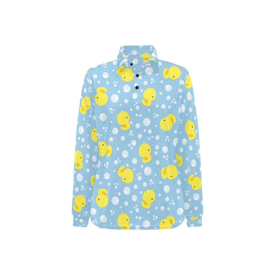 Duck Pattern Print Design 02 Women's Long Sleeve Polo Shirt