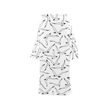 Seagull Pattern Print Design 04 Blanket Robe with Sleeves