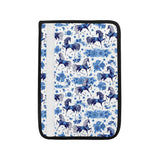 Horse Flower Blue Theme Pattern Car Seat Belt Cover