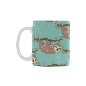 Sloth Mom and baby Pattern Classical White Mug (FulFilled In US)