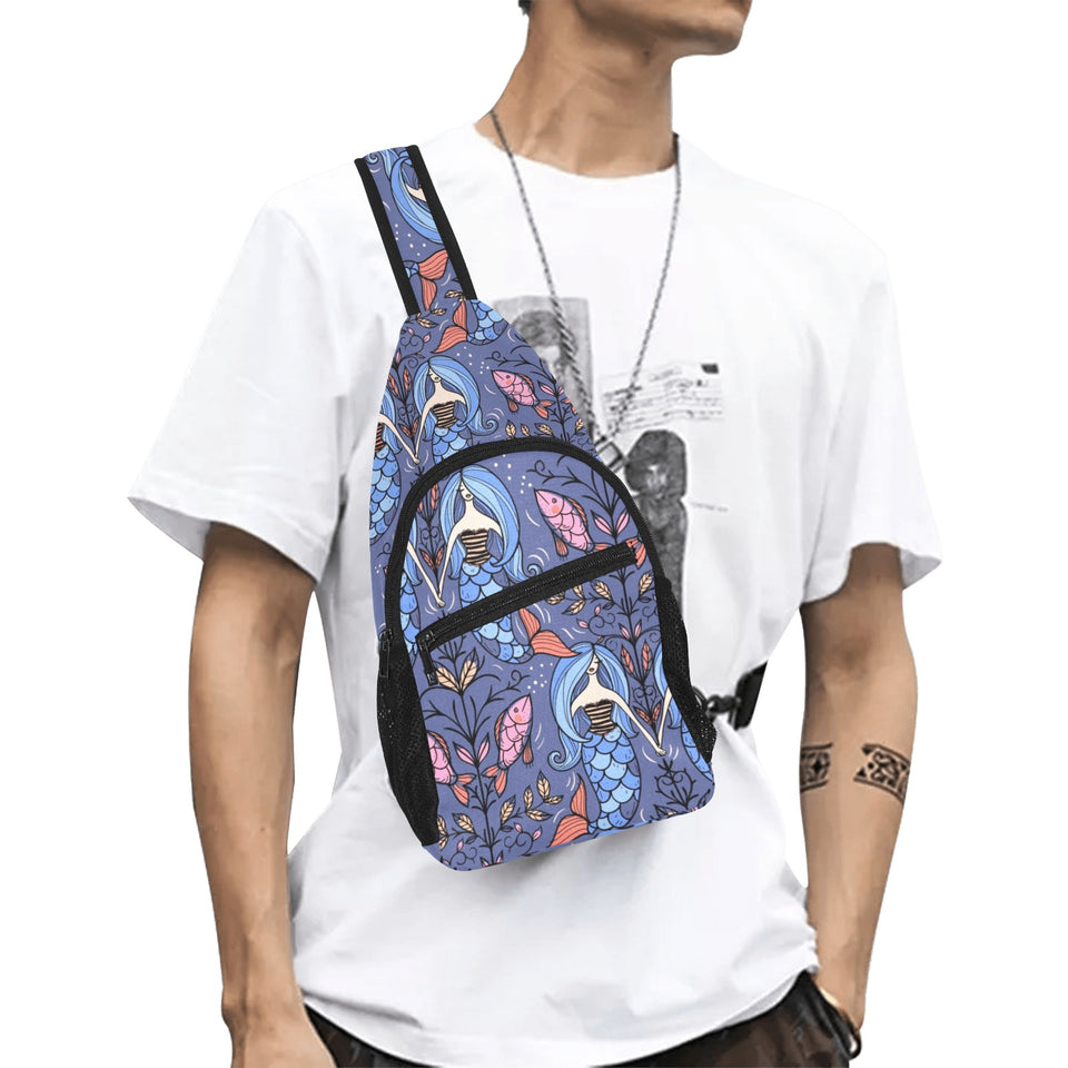 Mermaid Pattern All Over Print Chest Bag