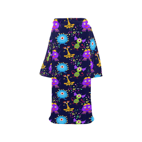 Alien Pattern Print Design 01 Blanket Robe with Sleeves