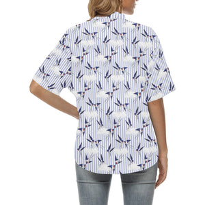 Swallow Pattern Print Design 03 Women's All Over Print Hawaiian Shirt