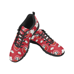 Red Daruma Cloud Pattern Men's Sneakers Black