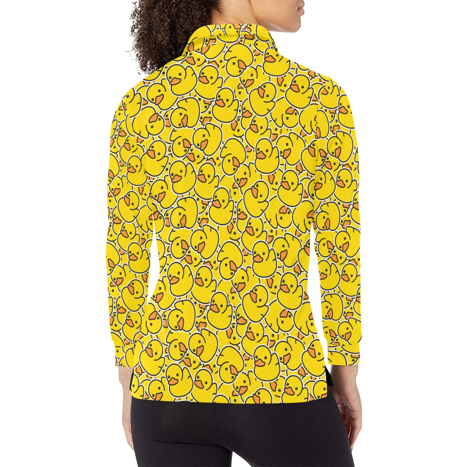 Duck Pattern Print Design 04 Women's Long Sleeve Polo Shirt