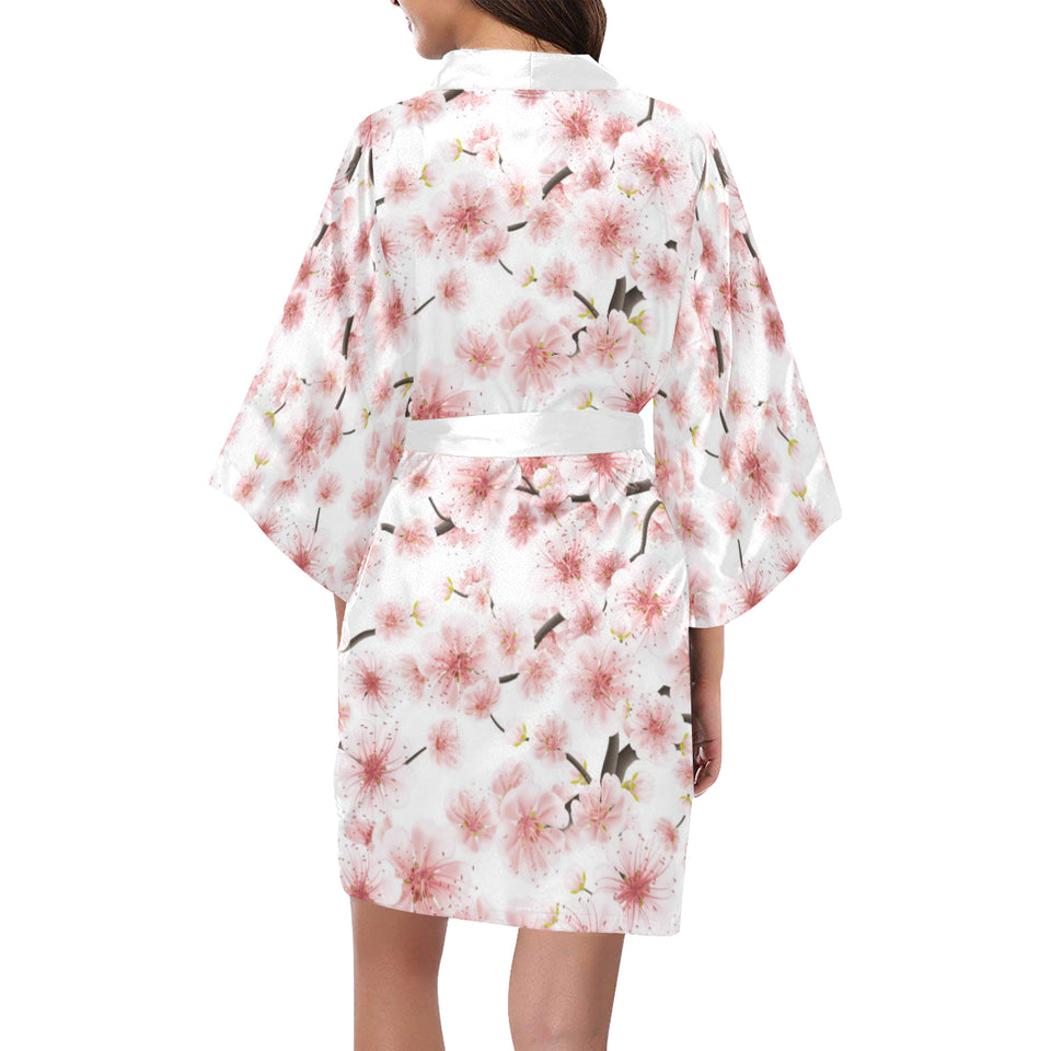 Sakura Pattern Theme Women's Short Kimono Robe