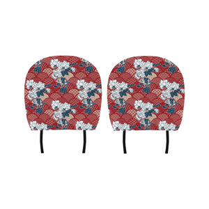 Red Theme Japanese Pattern Car Headrest Cover