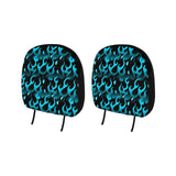 Blue Flame Fire Pattern Background Car Headrest Cover