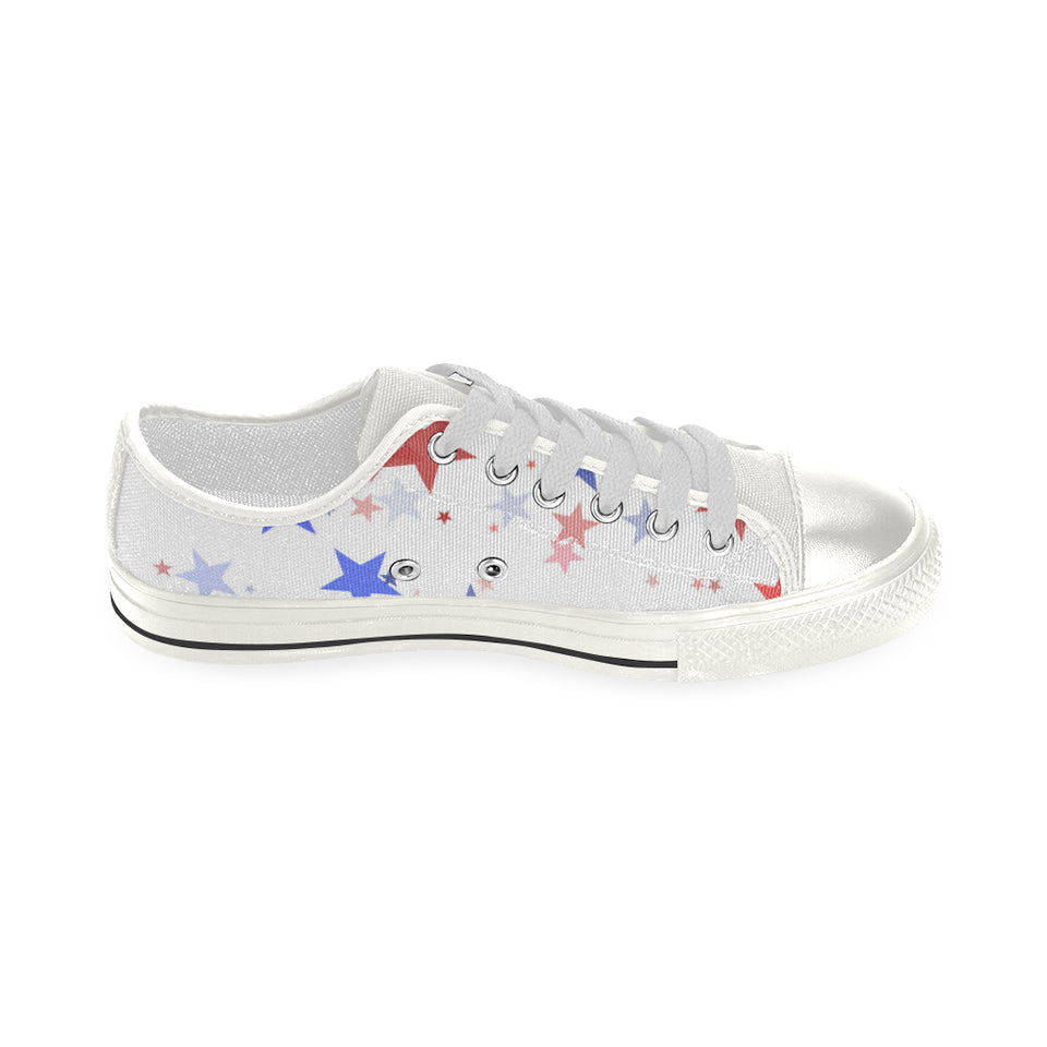 USA Star Pattern Women's Low Top Canvas Shoes White