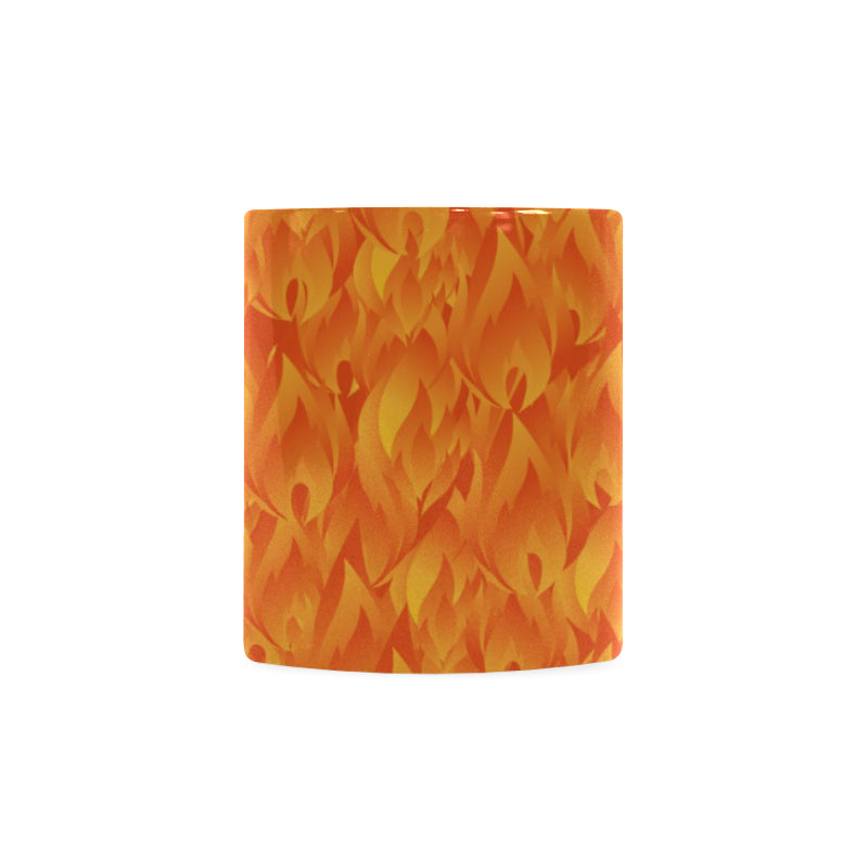 Red Flame Fire Pattern Classical White Mug (FulFilled In US)