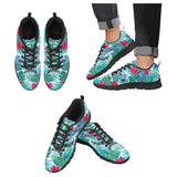 Blue Parrot Hibiscus Pattern Men's Sneakers Black