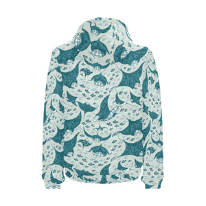 Stingray Pattern Print Design 01 Men's Padded Hooded Jacket(ModelH42)