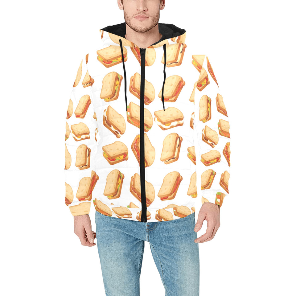 Sandwich Pattern Print Design 01 Men's Padded Hooded Jacket(ModelH42)